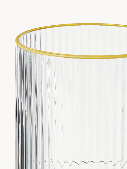 Westwing Copas De Vino Artesanales Con Relieve Y Borde Dorado Minna 4 uds