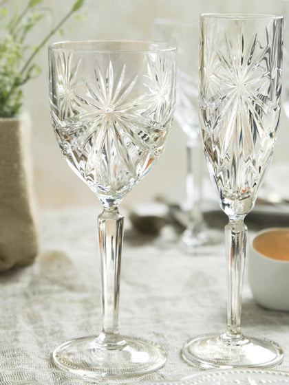 Westwing Copas De Vino Blanco De Cristal Con Relieve Oasis 6 uds