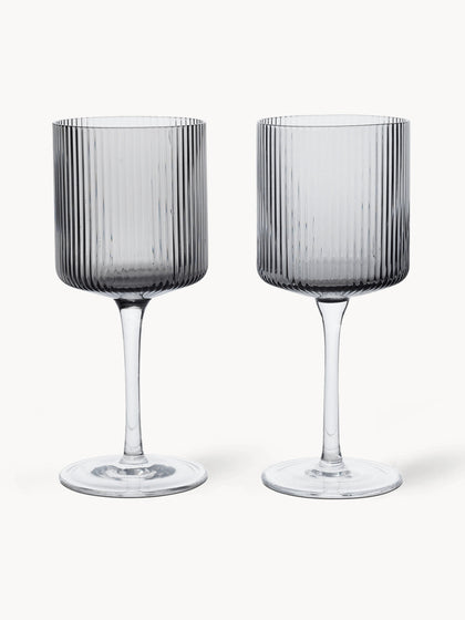 Westwing Copas De Vino Blanco Sopladas Con Relieve Ripple 2 Uds