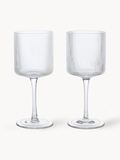 Westwing Copas De Vino Blanco Sopladas Con Relieve Ripple 2 Uds