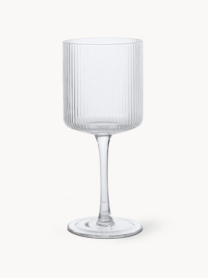 Westwing Copas de vino blanco sopladas con relieve Ripple 2 uds