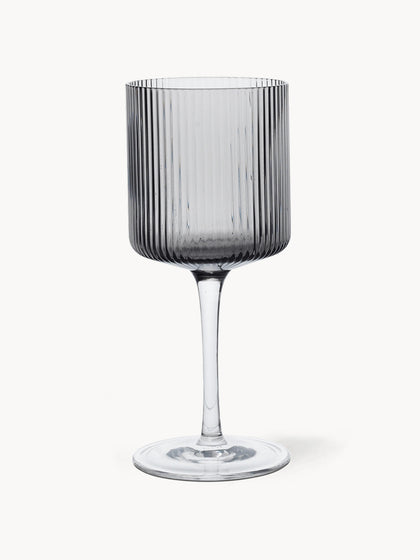 Westwing Copas de vino blanco sopladas con relieve Ripple 2 uds