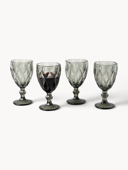 Westwing Copas De Vino Con Patrón Texturizado Colorado 4 Uds
