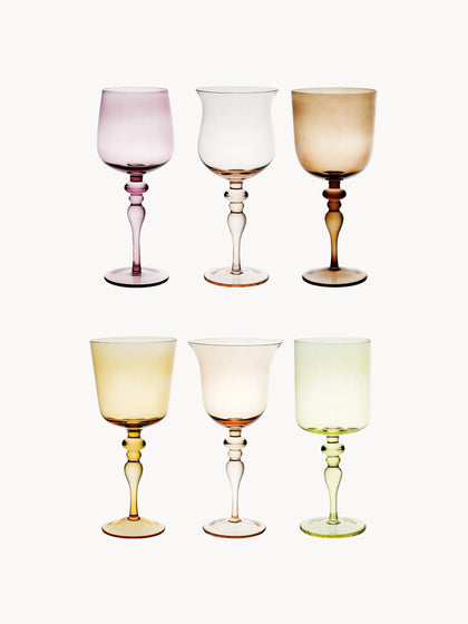 Westwing Copas de vino de vidrio soplado artesanalmente Desiguale 6 uds