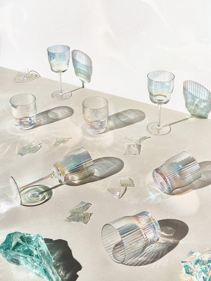 Westwing Copas De Vino Sopladas Artesanalmente Con Relieve Y Brillo Nacarino Juno 4 uds