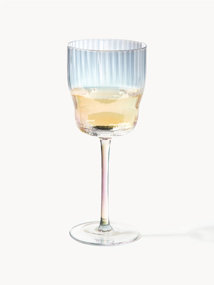 Westwing Copas De Vino Sopladas Artesanalmente Con Relieve Y Brillo Nacarino Juno 4 uds