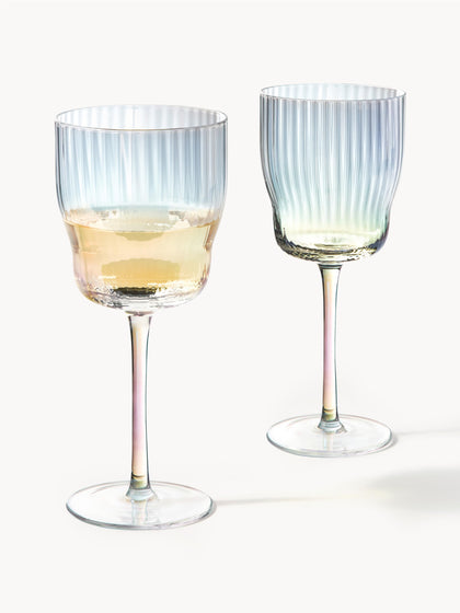Westwing Copas De Vino Sopladas Artesanalmente Con Relieve Y Brillo Nacarino Juno 4 uds