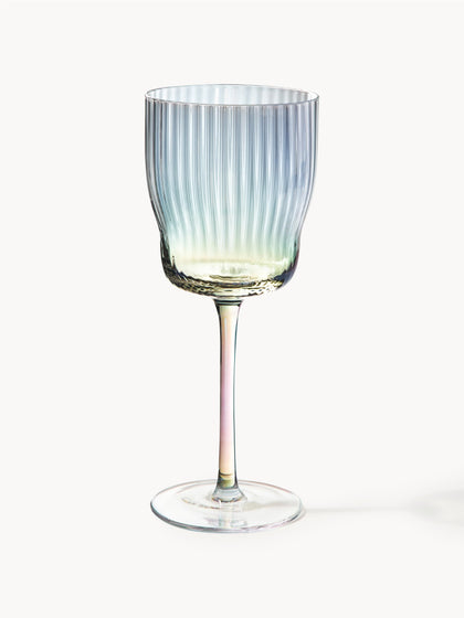 Westwing Copas de vino sopladas artesanalmente con relieve y brillo nacarino Juno  4 uds