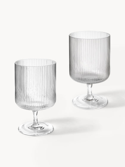 Westwing Copas De Vino Sopladas Con Relieves Ripple 2 Uds