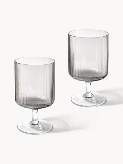 Westwing Copas De Vino Sopladas Con Relieves Ripple 2 Uds