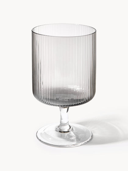 Westwing Copas de vino sopladas con relieves Ripple 2 uds
