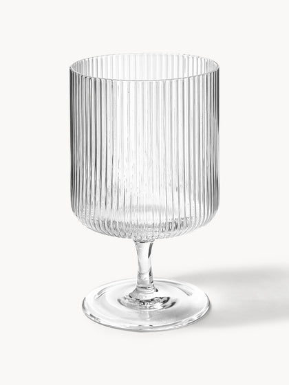 Westwing Copas de vino sopladas con relieves Ripple 2 uds