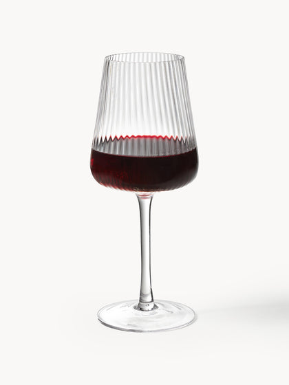 Westwing Copas de vino tinto artesanales con relieves Cami 4 uds