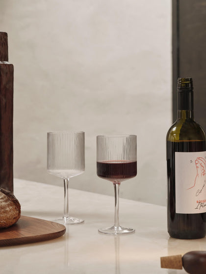 Westwing Copas De Vino Tinto Sopladas Con Relieve Ripple 2 Uds