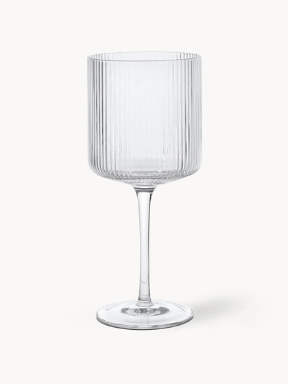Westwing Copas de vino tinto sopladas con relieve Ripple 2 uds