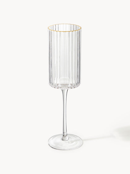 Westwing Copas flauta sopladas con borde dorado Aleo 4 uds