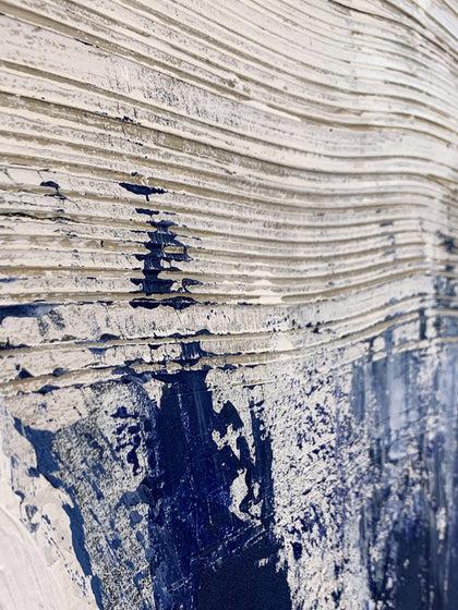 Westwing Cuadro En Lienzo Pintado A Mano Blue Stroke
