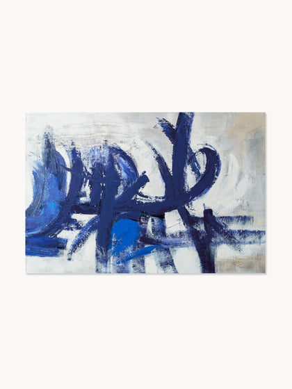 Westwing Cuadro en lienzo pintado a mano Blue Stroke