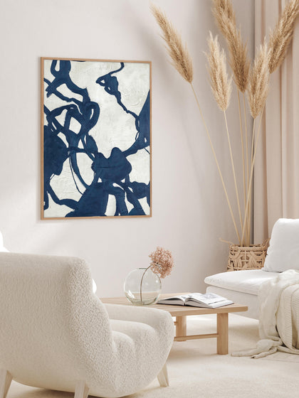Westwing Cuadro En Lienzo Pintado A Mano Blueplay Marco De Madera