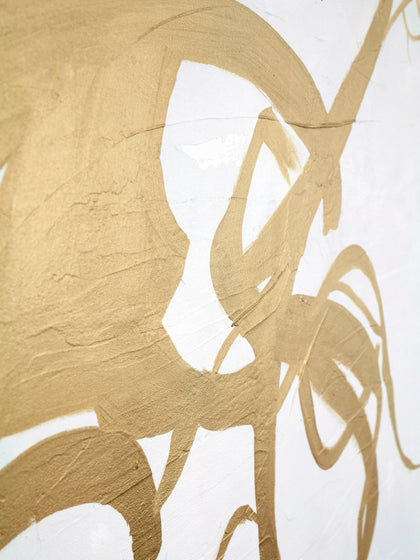 Westwing Cuadro En Lienzo Pintado A Mano Goldplay Marco De Madera