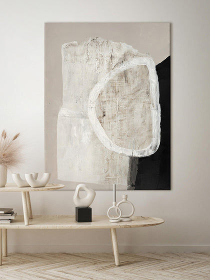 Westwing Cuadro En Lienzo Pintado A Mano White Stone