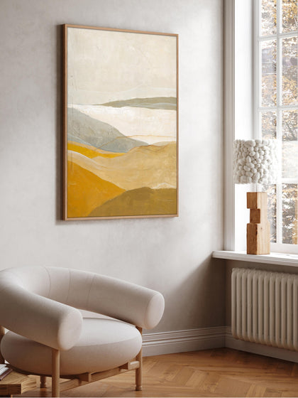 Westwing Cuadro En Lienzo Pintado A Mano Yellow Field Marco De Madera