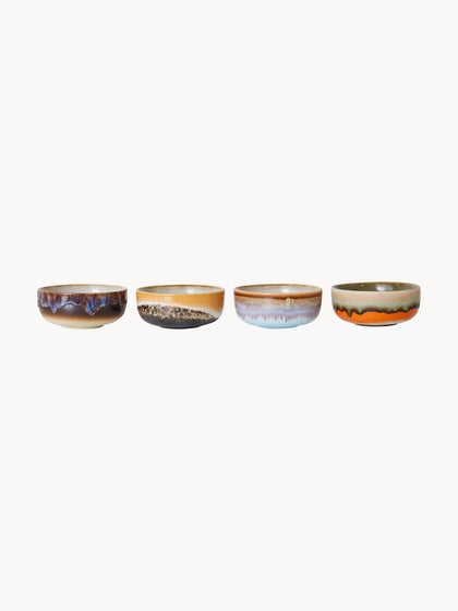 Westwing Cuencos pequeños artesanales con esmalte reactivo 70's 4 uds