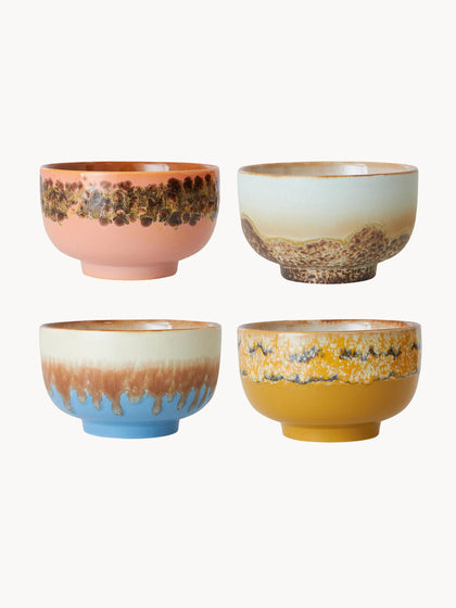 Westwing Cuencos pintados a mano de gres 70's 4 uds