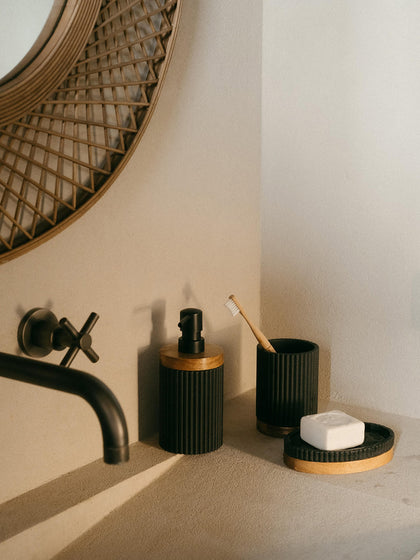 Westwing Dosificador De Jabón Con Adorno De Madera Laura