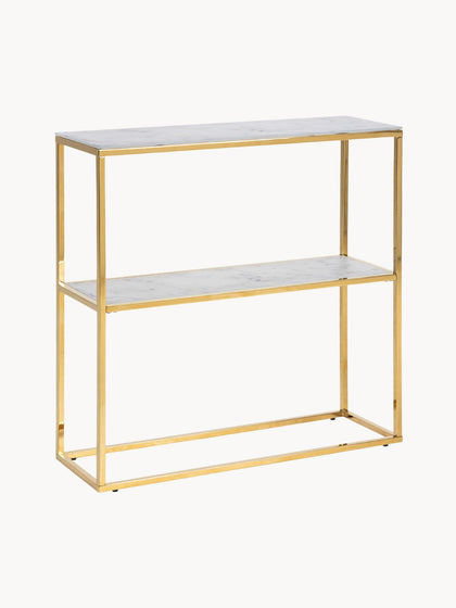 Westwing Estantería con estantes de vidrio en look mármol Aruba