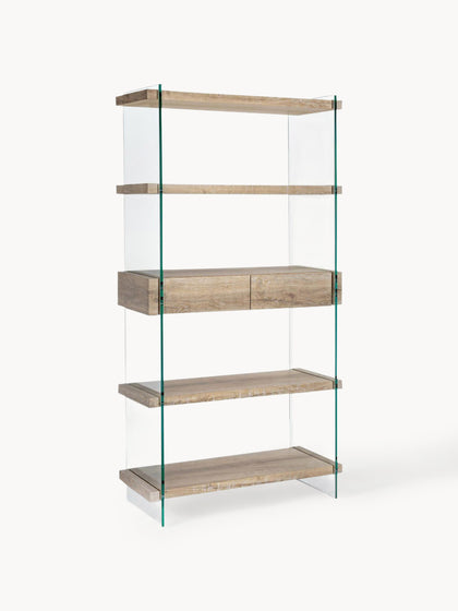 Westwing Estantería con paredes de vidrio y 5 estantes Kenya
