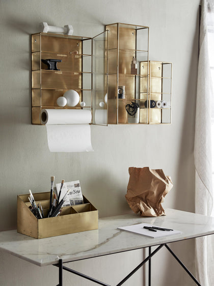 Westwing Estantería De Pared De Metal Con Baldas Y Puerta De Cristal Ada