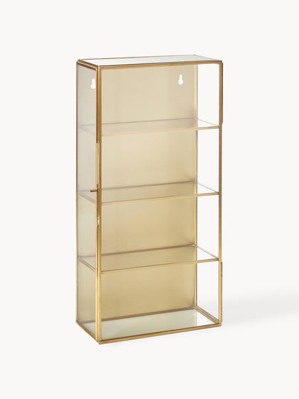 Westwing Estantería de pared de metal con baldas y puerta de cristal Ada