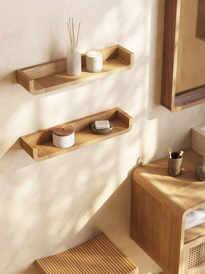 Westwing Estantes De Pared De Madera De Teca Shamel 2 Uds