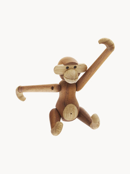 Westwing Figura decorativa de madera de teca artesanal Monkey 10 cm