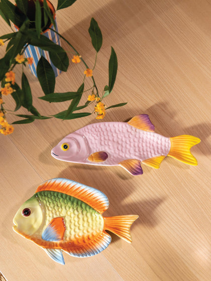 Westwing Fuente De Dolomita Pintada A Mano Fish 32 x 13 cm