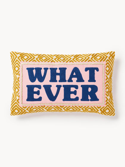 Westwing Funda de cojín con inscripción bordada Whatever