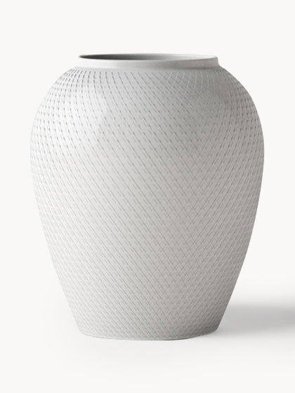 Westwing Jarrón artesanal de porcelana Rhombe 17 cm