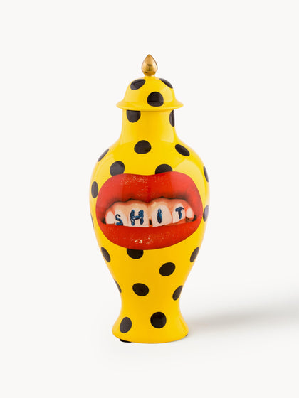 Westwing Jarrón de porcelana con tapa Toiletpaper 47 cm