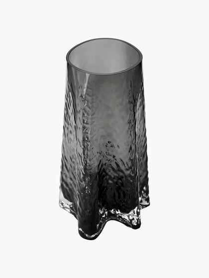 Westwing Jarrón De Vidrio Soplado Artesanalmente Con Relieves Gry 30 cm