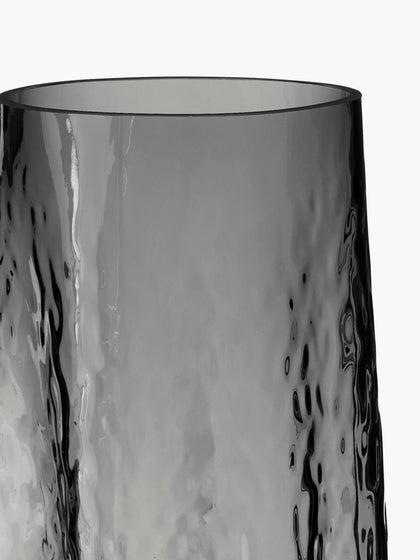 Westwing Jarrón De Vidrio Soplado Artesanalmente Con Relieves Gry 30 cm