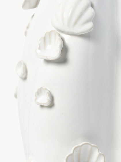 Westwing Jarrón Esmaltado Con Decoración De Conchas Mar 31 Cm