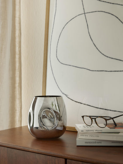 Westwing Jarrón Pequeño De Vidrio Soplado Artesanalmente Mirror 17 Cm