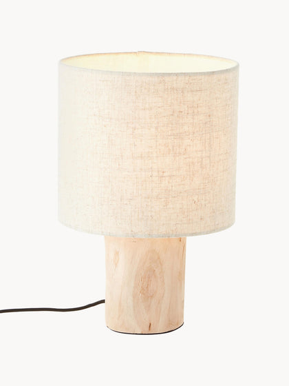 Westwing Lámpara De Mesa Pequeña De Madera Y Lino Pia Estilo Escandinavo