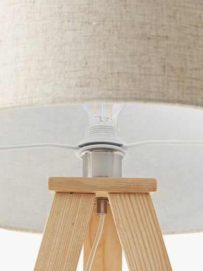 Westwing Lámpara De Pie Trípode De Madera Maciza Jake