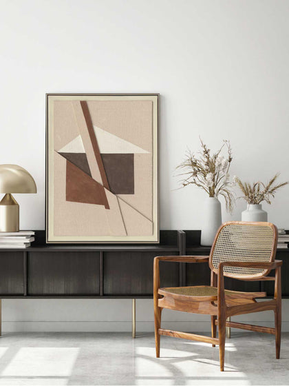 Westwing Lienzo Pintado A Mano Con Marco Brown Shapes