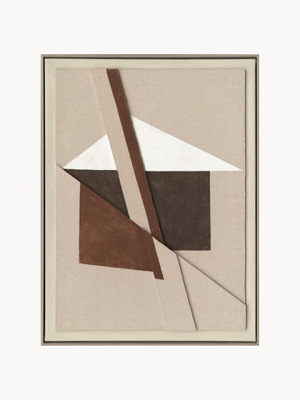 Westwing Lienzo pintado a mano con marco Brown Shapes