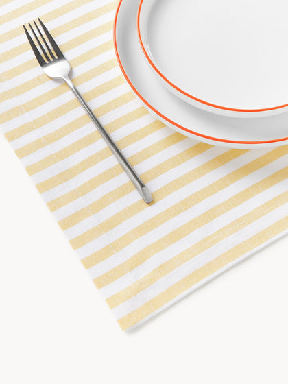Westwing Manteles Individuales A Rayas Con Motivos Bordados Melony 2 Uds