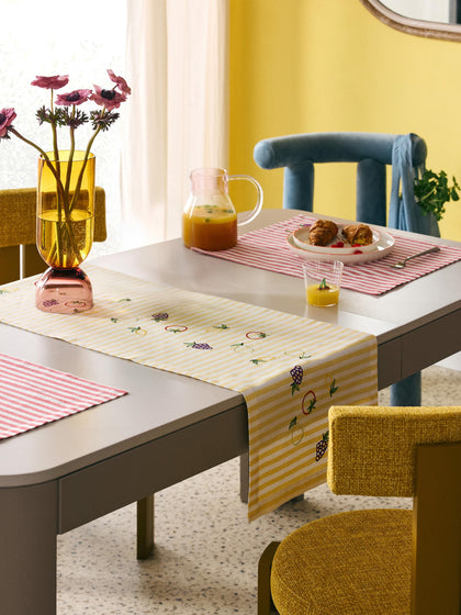 Westwing Manteles Individuales A Rayas Con Motivos Bordados Melony 2 Uds