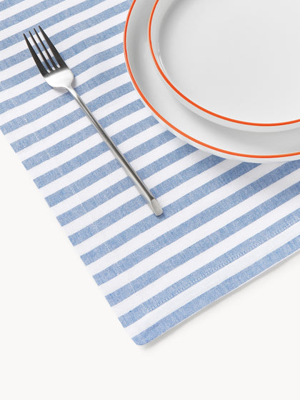 Westwing Manteles Individuales A Rayas Con Motivos Bordados Melony 2 Uds